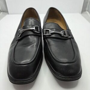 Michael Strahan MS Bailey Men's 9.5M Black Leather Bit Loafers Dress Shoes